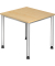 Schreibtisch H-Serie, manuell h&ouml;henverstellbar, 68-81cm (H), 80x80cm (BxT), quadratisch, ahorn / silber