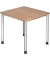Schreibtisch H-Serie, manuell h&ouml;henverstellbar, 68-81cm (H), 80x80cm (BxT), quadratisch, nussbaum / silber