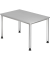 Schreibtisch H-Serie, manuell h&ouml;henverstellbar, 68-81cm (H), 120x80cm (BxT), rechteckig, grau / silber