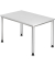 Schreibtisch H-Serie, manuell h&ouml;henverstellbar, 68-76cm (H), 120x80cm (BxT), rechteckig, wei&szlig; / silber