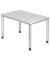 Schreibtisch H-Serie, manuell h&ouml;henverstellbar, 68-76cm (H), 120x80cm (BxT), rechteckig, wei&szlig; / silber