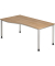 Schreibtisch H-Serie, manuell h&ouml;henverstellbar, 68-81cm (H), 180x100cm (BxT), Freiform, nussbaum / silber
