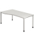 Schreibtisch H-Serie, manuell h&ouml;henverstellbar, 68-81cm (H), 180x100cm (BxT), Freiform, wei&szlig; / silber