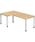 Schreibtisch H-Serie, manuell h&ouml;henverstellbar, 68-76cm (H), 200x120cm (BxT), L-Form, ahorn / silber
