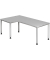 Schreibtisch H-Serie, manuell h&ouml;henverstellbar, 68-76cm (H), 200x120cm (BxT), L-Form, grau / silber