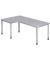 Schreibtisch H-Serie, manuell h&ouml;henverstellbar, 68-76cm (H), 200x120cm (BxT), L-Form, grau / silber