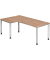 Schreibtisch H-Serie, manuell h&ouml;henverstellbar, 68-76cm (H), 200x120cm (BxT), L-Form, nussbaum / silber