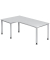 Schreibtisch H-Serie, manuell h&ouml;henverstellbar, 68-76cm (H), 200x120cm (BxT), L-Form, wei&szlig; / silber
