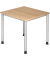 Schreibtisch H-Serie, manuell h&ouml;henverstellbar, 68-81cm (H), 80x80cm (BxT), quadratisch, eiche / silber