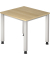 Schreibtisch Q-Serie, manuell h&ouml;henverstellbar, 68-83,5cm (H), 80x80cm (BxT), quadratisch, eiche / silber