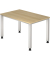 Schreibtisch Q-Serie, manuell h&ouml;henverstellbar, 68-83,5cm (H), 120x80cm (BxT), rechteckig, eiche / silber