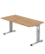 Schreibtisch O-Serie, manuell h&ouml;henverstellbar, 65-85cm (H), 160x80cm (BxT), rechteckig, asteiche / silber