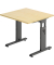 Schreibtisch O-Serie, manuell h&ouml;henverstellbar, 65-85cm (H), 80x80cm (BxT), quadratisch, ahorn / graphit