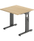 Schreibtisch O-Serie, manuell h&ouml;henverstellbar, 65-85cm (H), 80x80cm (BxT), rechteckig, eiche / graphit