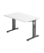Schreibtisch O-Serie, manuell h&ouml;henverstellbar, 65-85cm (H), 120x80cm (BxT), rechteckig, wei&szlig; / graphit