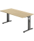 Schreibtisch O-Serie, manuell h&ouml;henverstellbar, 65-85cm (H), 160x80cm (BxT), rechteckig, eiche / graphit