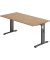 Schreibtisch O-Serie, manuell h&ouml;henverstellbar, 65-85cm (H), 160x80cm (BxT), rechteckig, nussbaum / graphit