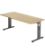 Schreibtisch O-Serie, manuell h&ouml;henverstellbar, 65-85cm (H), 180x80cm (BxT), rechteckig, eiche / graphit