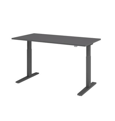 Sitz-Steh-Schreibtisch XMKA, elektrisch h&ouml;henverstellbar, 70-120cm (H), 160x80cm (BxT), rechteckig, graphit / graphit