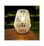 Solar Tischleuchte wicker wei&szlig;