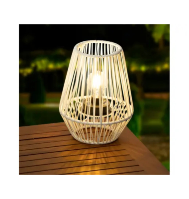 Solar Tischleuchte wicker wei&szlig;