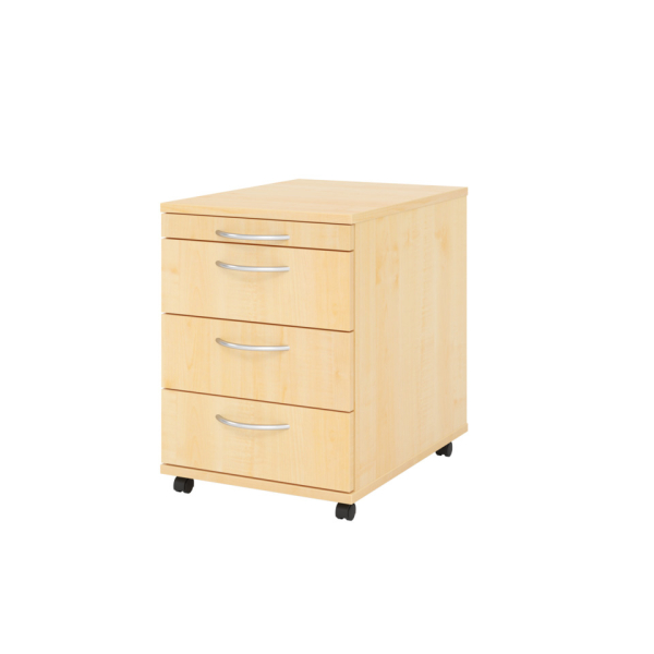 4032062120200 - PRO BARI 1606 BO - Rollcontainer Ahorn Holz mit 3 Schüben Bogengriff Kunststoff