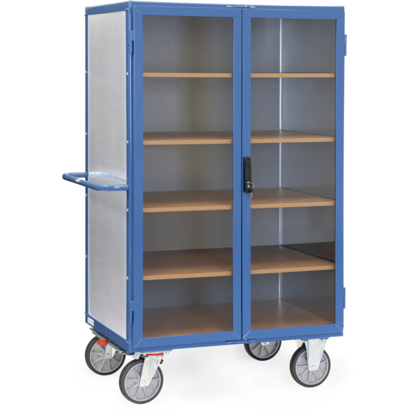 4017976957920 - Kastenwagen Fetra 5792 bis 750 kg abschließbare Flügeltüren mit Sichtfenster 4 Fachböden TPE-Bereifung L 1000 x B 680 x H 1475 mm Stahlblech