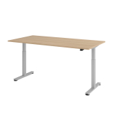 Sitz-Steh-Schreibtisch XMST, elektrisch h&ouml;henverstellbar, 72-119cm (H), 200x100cm (BxT), rechteckig, eiche / silber