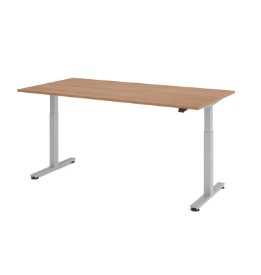 Sitz-Steh-Schreibtisch XMST, elektrisch h&ouml;henverstellbar, 72-119cm (H), 200x100cm (BxT), rechteckig, nussbaum / silber