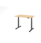 Sitz-Steh-Schreibtisch VXDSM, elektrisch h&ouml;henverstellbar, 63,5-128,5cm (H), 120x80cm (BxT), rechteckig, ahorn / graphit