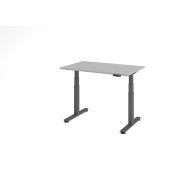 Sitz-Steh-Schreibtisch VXDSM, elektrisch h&ouml;henverstellbar, 63,5-128,5cm (H), 120x80cm (BxT), rechteckig, lichtgrau / graphit