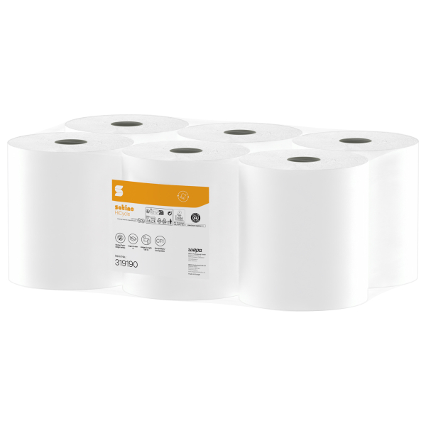 Wepa Rollenhandtücher Satino HiCycle 319190, Außenabrollung, 2-lagig, hochweiß, Recyclingpapier 4000735378111 Wepa 6 Stück