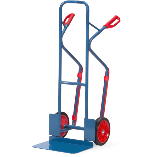 4017976313313 - Stahlrohrkarre mit Vollgummi-Bereifung Höhe 1300 mm mit Kunststoff-Gleitkufen Schaufel 300x480mm - Fetra