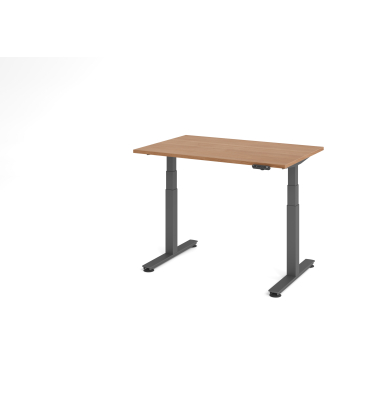 Sitz-Steh-Schreibtisch VXDSM, elektrisch h&ouml;henverstellbar, 63,5-128,5cm (H), 120x80cm (BxT), rechteckig, nussbaum / graphit