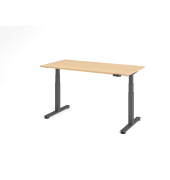 Sitz-Steh-Schreibtisch VXDSM, elektrisch h&ouml;henverstellbar, 63,5-128,5cm (H), 160x80cm (BxT), rechteckig, ahorn / graphit