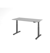 Sitz-Steh-Schreibtisch VXDSM, elektrisch h&ouml;henverstellbar, 63,5-128,5cm (H), 160x80cm (BxT), rechteckig, lichtgrau / graphit