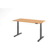 Sitz-Steh-Schreibtisch VXDSM, elektrisch h&ouml;henverstellbar, 63,5-128,5cm (H), 160x80cm (BxT), rechteckig, buche / graphit