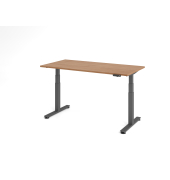 Sitz-Steh-Schreibtisch VXDSM, elektrisch h&ouml;henverstellbar, 63,5-128,5cm (H), 160x80cm (BxT), rechteckig, nussbaum / graphit
