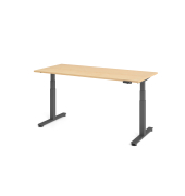 Sitz-Steh-Schreibtisch VXDSM, elektrisch h&ouml;henverstellbar, 63,5-128,5cm (H), 180x80cm (BxT), rechteckig, ahorn / graphit