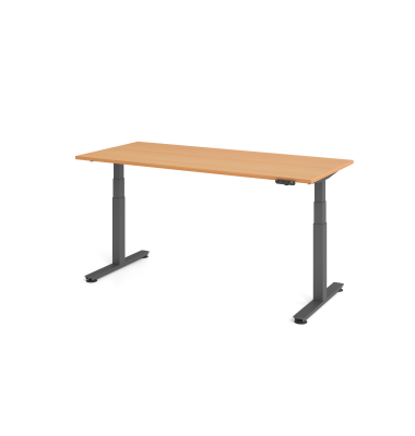 Sitz-Steh-Schreibtisch VXDSM, elektrisch h&ouml;henverstellbar, 63,5-128,5cm (H), 180x80cm (BxT), rechteckig, buche / graphit