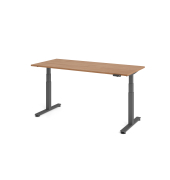 Sitz-Steh-Schreibtisch VXDSM, elektrisch h&ouml;henverstellbar, 63,5-128,5cm (H), 180x80cm (BxT), rechteckig, nussbaum / graphit