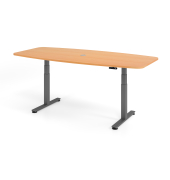 Konferenztisch VXDSM, elektrisch h&ouml;henverstellbar 62-127cm (H), 220x103cm (BxT), 8 Personen, Tonnenform, buche / graphit