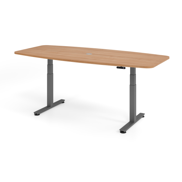 4032062306956 - Konferenztisch VXDSM elektrisch höhenverstellbar 62-127cm (H) 220x103cm (BxT) 8 Personen Tonnenform nussbaum   graphit 4032