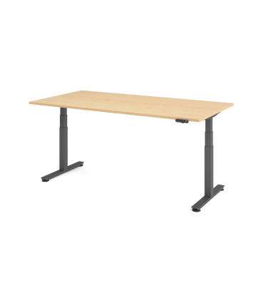 Sitz-Steh-Schreibtisch VXDSM, elektrisch h&ouml;henverstellbar, 63,5-128,5cm (H), 200x100cm (BxT), rechteckig, ahorn / graphit