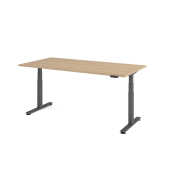 Sitz-Steh-Schreibtisch VXDSM, elektrisch h&ouml;henverstellbar, 63,5-128,5cm (H), 200x100cm (BxT), rechteckig, eiche / graphit