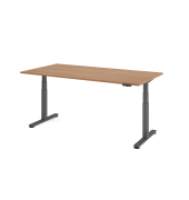 Sitz-Steh-Schreibtisch VXDSM, elektrisch h&ouml;henverstellbar, 63,5-128,5cm (H), 200x100cm (BxT), rechteckig, nussbaum / graphit