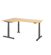 Sitz-Steh-Schreibtisch VXDSM, elektrisch h&ouml;henverstellbar, 63,5-128,5cm (H), 200x120cm (BxT), L-Form, ahorn / graphit