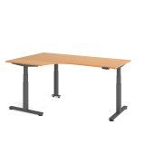 Sitz-Steh-Schreibtisch VXDSM, elektrisch h&ouml;henverstellbar, 63,5-128,5cm (H), 200x120cm (BxT), L-Form, buche / graphit