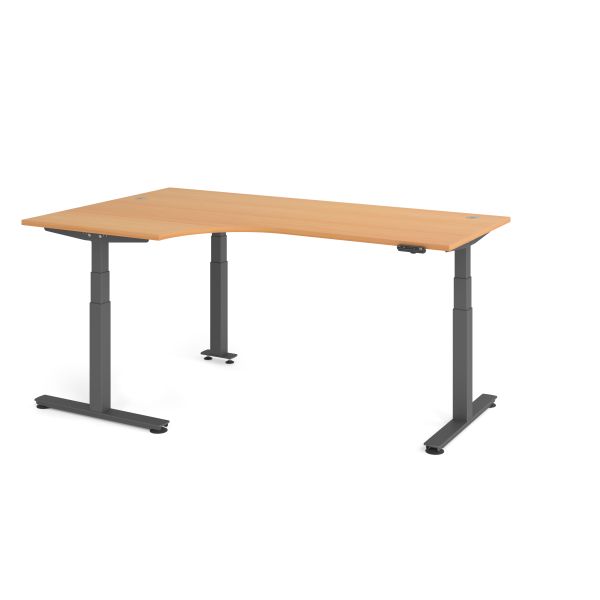 4032062307069 - Sitz-Steh-Schreibtisch VXDSM elektrisch höhenverstellbar 635-1285cm (H) 200x120cm (BxT) L-Form buche   graphit 4032062307
