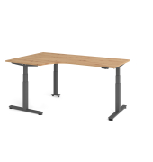 Sitz-Steh-Schreibtisch VXDSM, elektrisch h&ouml;henverstellbar, 63,5-128,5cm (H), 200x120cm (BxT), L-Form, asteiche / graphit
